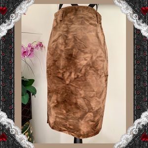 Coffee Acid Wash Velvet Pencil Skirt